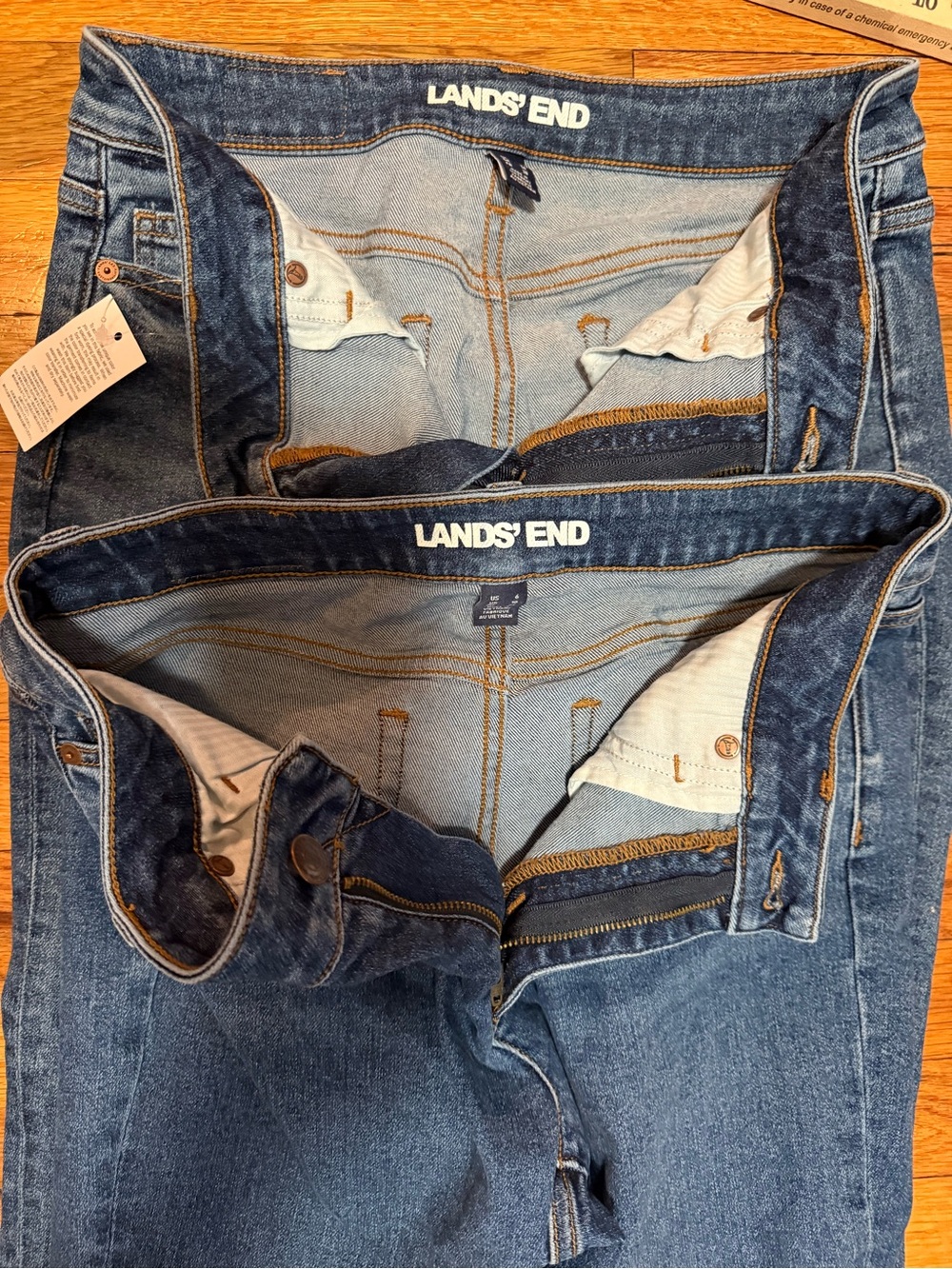 Lands End Women’s Size 6 Denim Jeans Lot of 2 Mid Rise Straight NWOT